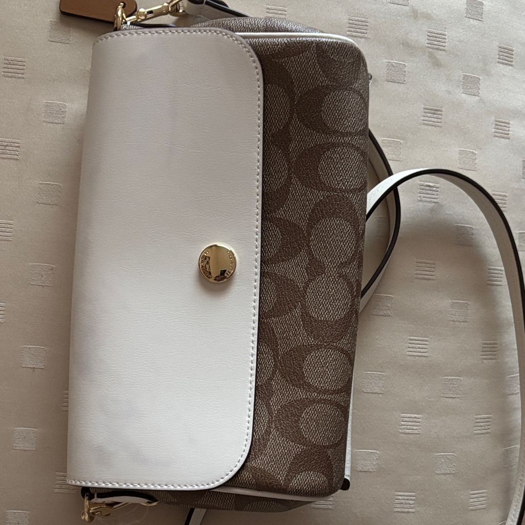 Coach Elegant White And Tan Crossbody Bag